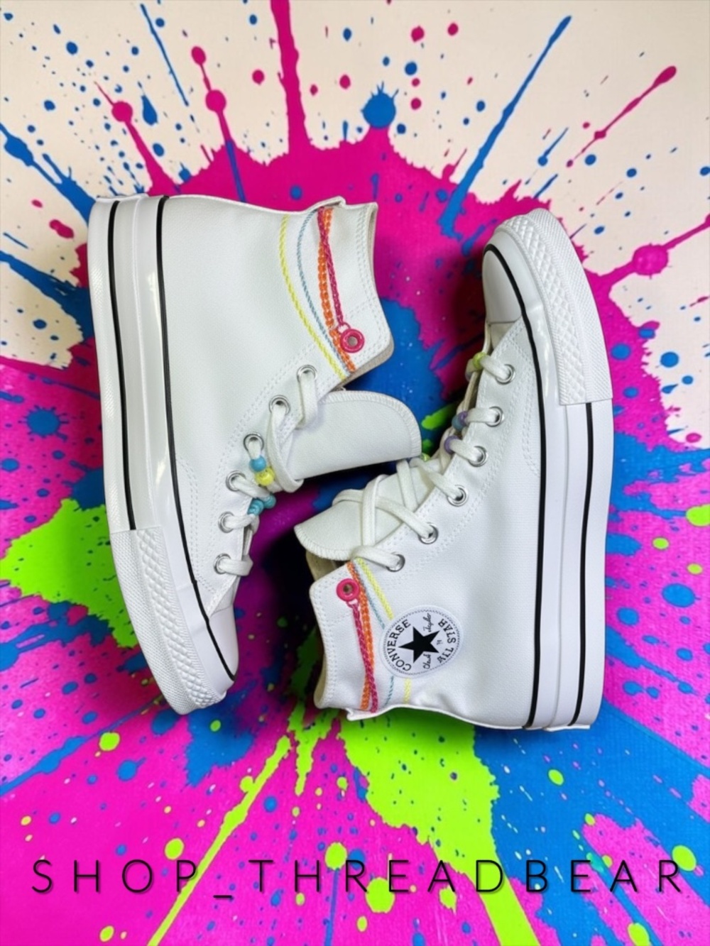 NWOT [Converse 70 Chuck Taylor] High Top Retro Embroidered Neon Anklet Shoes | 8
